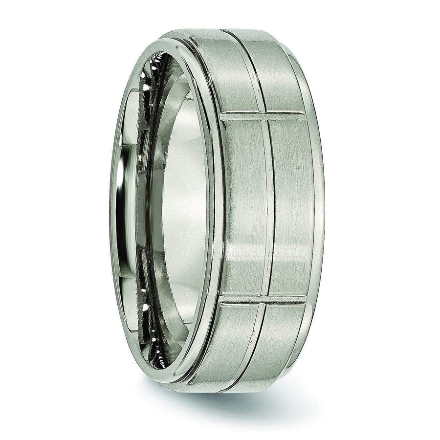 Grooved Titanium Ring for Men 8mm Titanium Wedding Rings deBebians 
