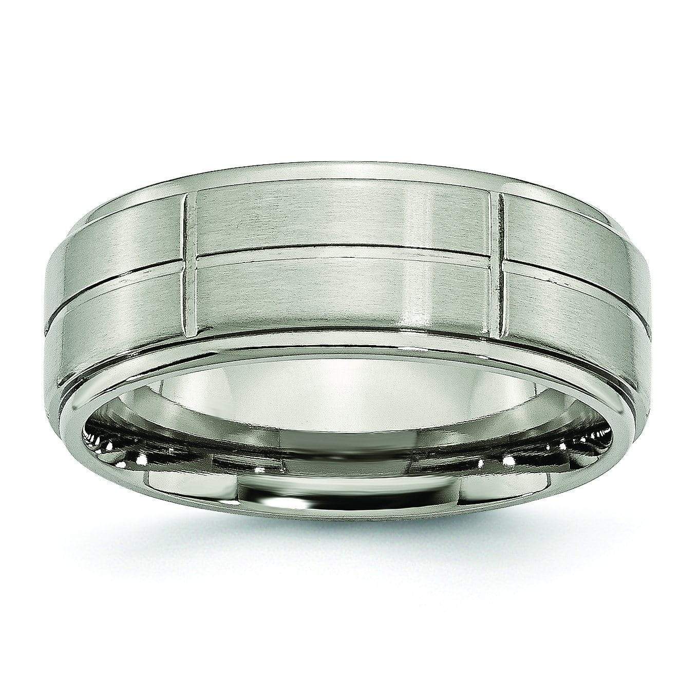 Grooved Titanium Ring for Men 8mm Titanium Wedding Rings deBebians 