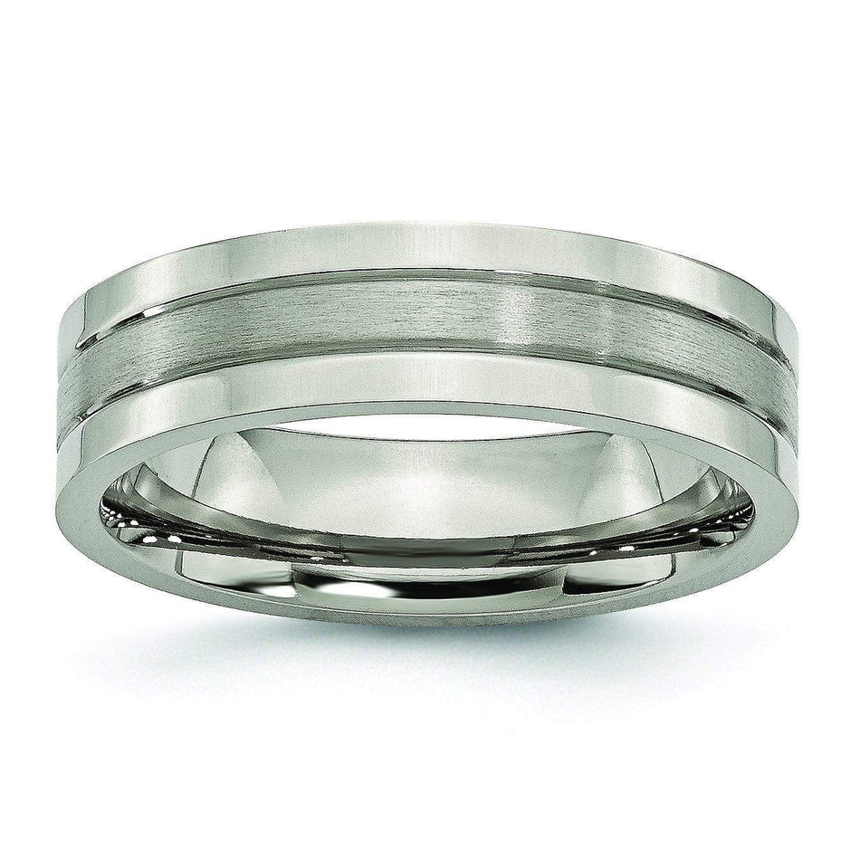 Grooved Titanium Ring for Men or Women 6mm Titanium Wedding Rings deBebians 