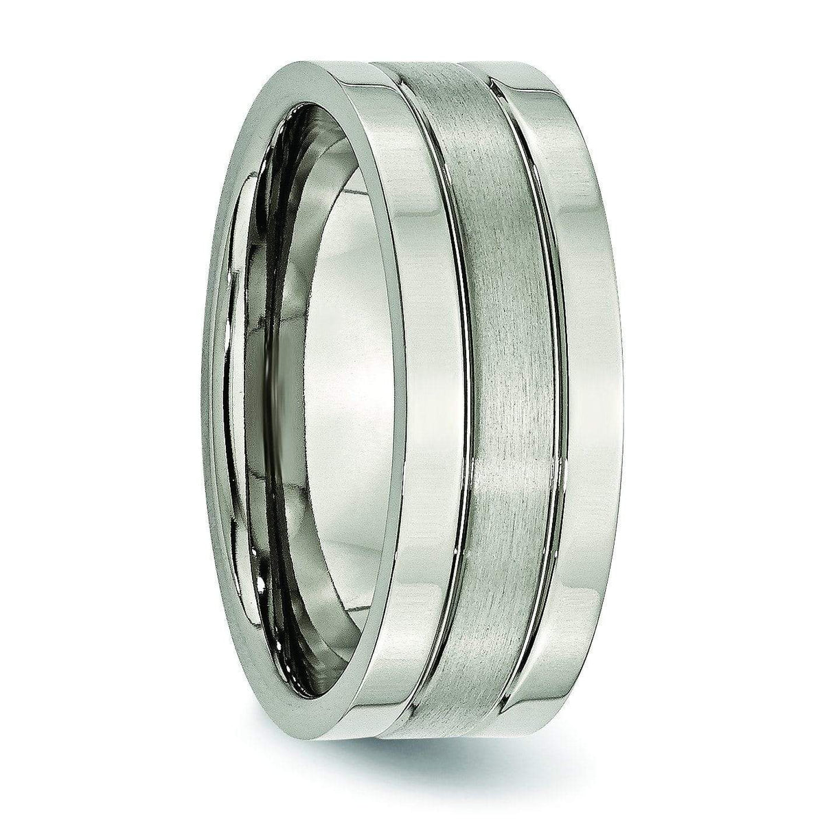 Grooved Mens Titanium Wedding Band 8mm Titanium Wedding Rings deBebians 