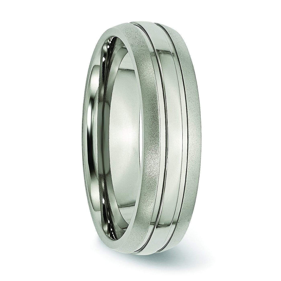 Grooved Mens Titanium Wedding Ring 6mm Titanium Wedding Rings deBebians 