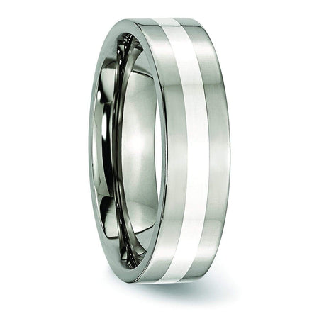 Titanium and Silver Ring High Polish Finish in 6mm Titanium Wedding Rings deBebians 