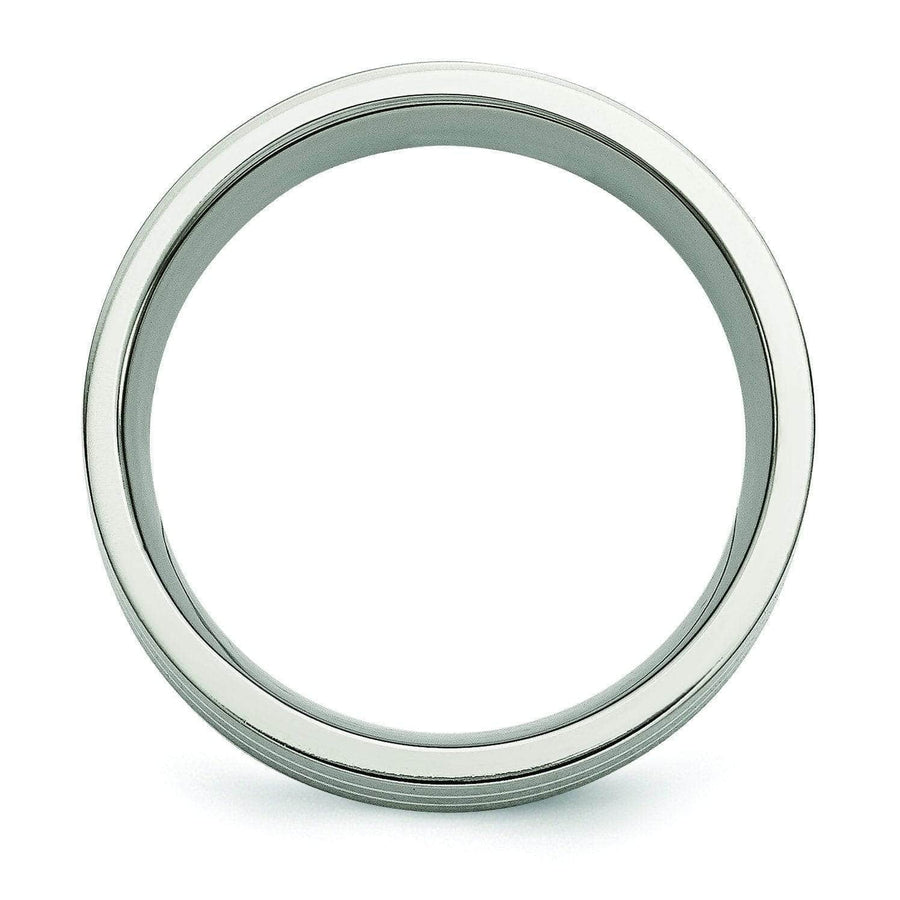Silver Inlay Titanium Ring for Men Matte Finish in 8mm Titanium Wedding Rings deBebians 
