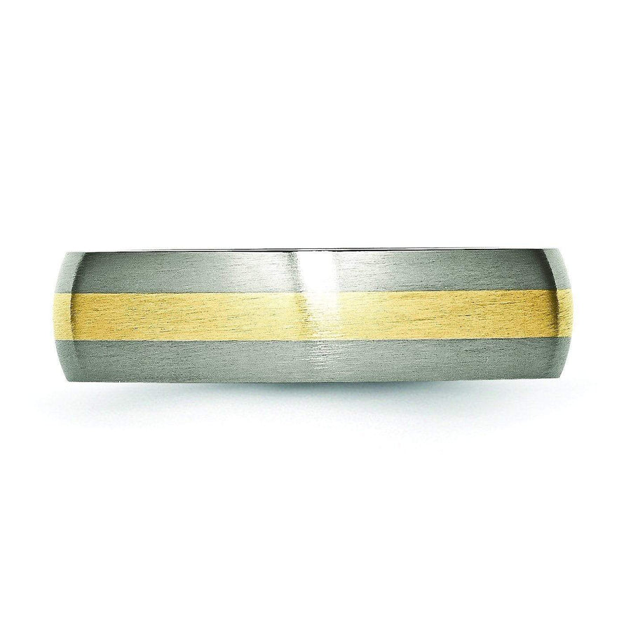 14k Yellow Gold and Titanium Ring Matte Finish in 6mm Titanium Wedding Rings deBebians 
