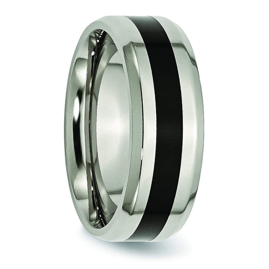 Black Enamel Titanium Ring High Polish Finish in 8mm Titanium Wedding Rings deBebians 