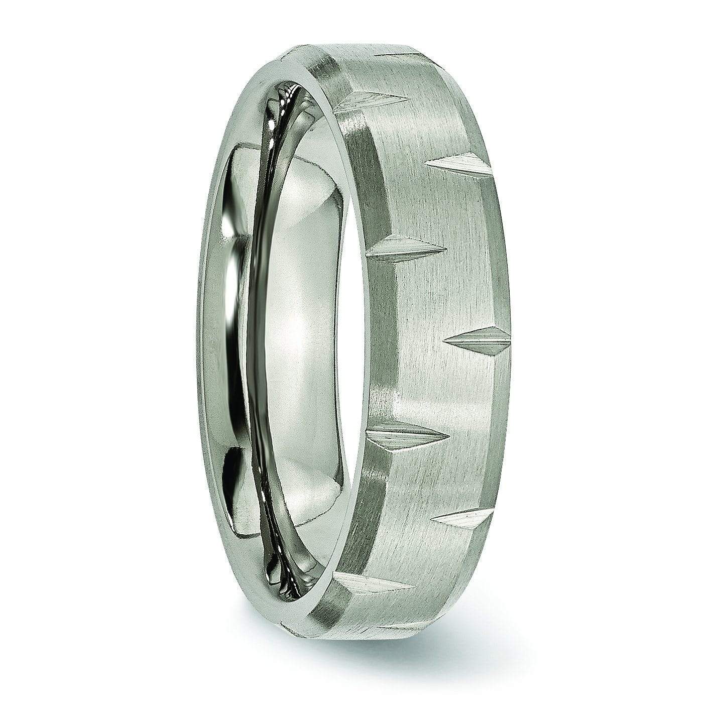 Notched Titanium Ring Matte Finish in 6mm Titanium Wedding Rings deBebians 