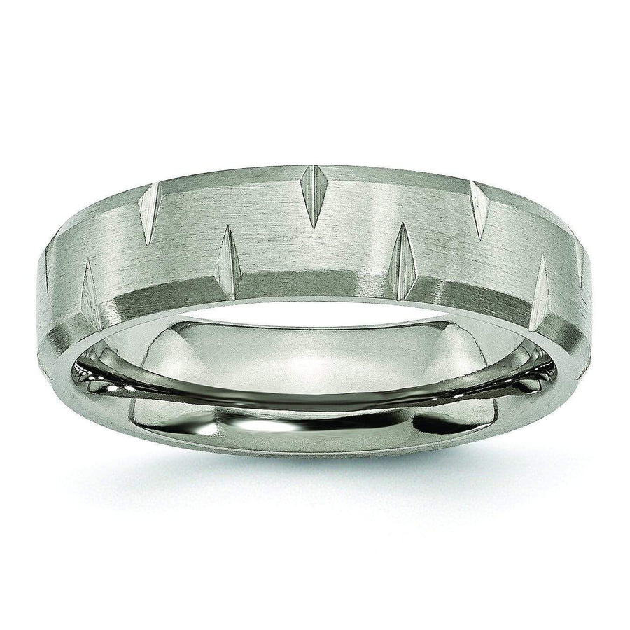 Notched Titanium Ring Matte Finish in 6mm Titanium Wedding Rings deBebians 