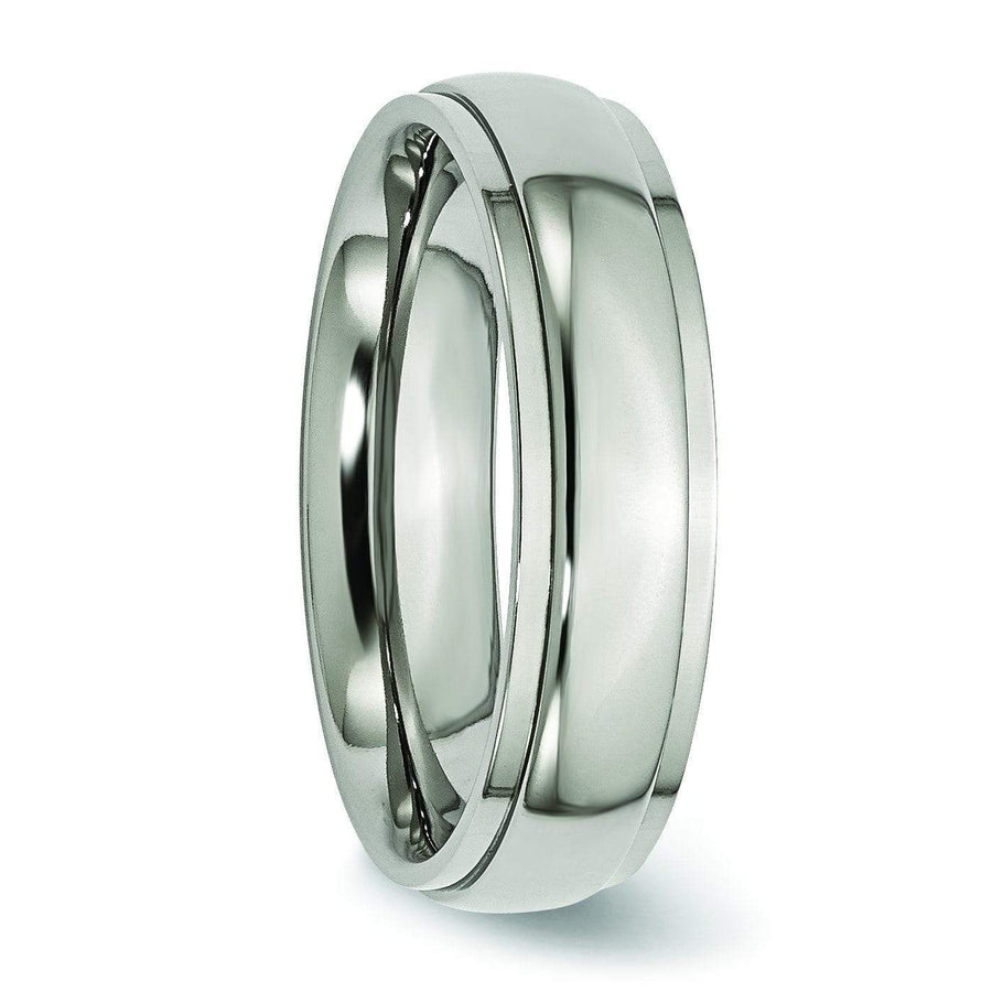 6mm Step Down Titanium Ring High Polish Finish Titanium Wedding Rings deBebians 
