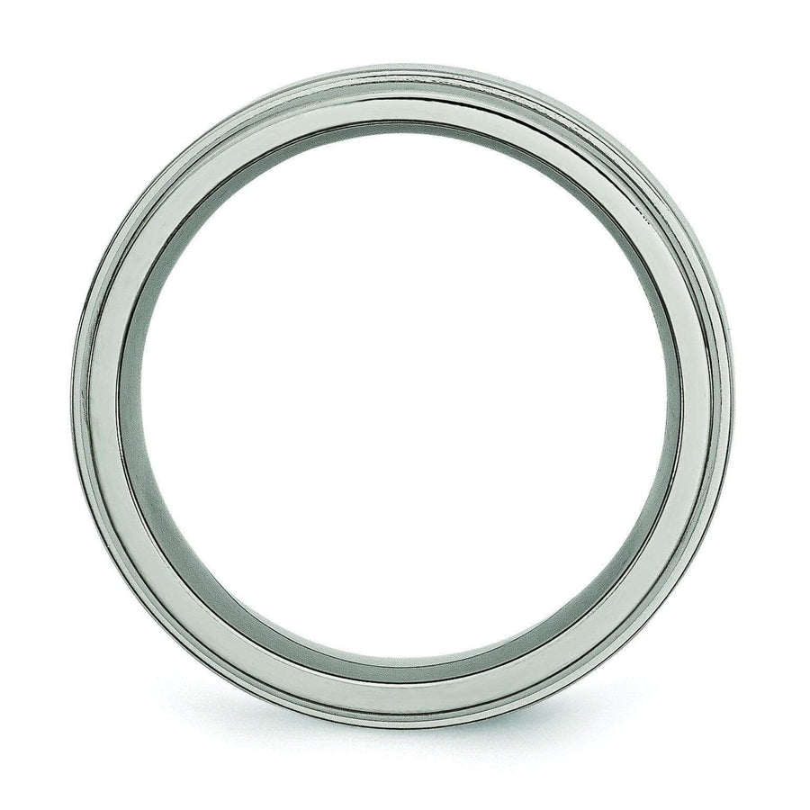Grooved Edge Titanium Ring High Polish Finish 8mm Titanium Wedding Rings deBebians 