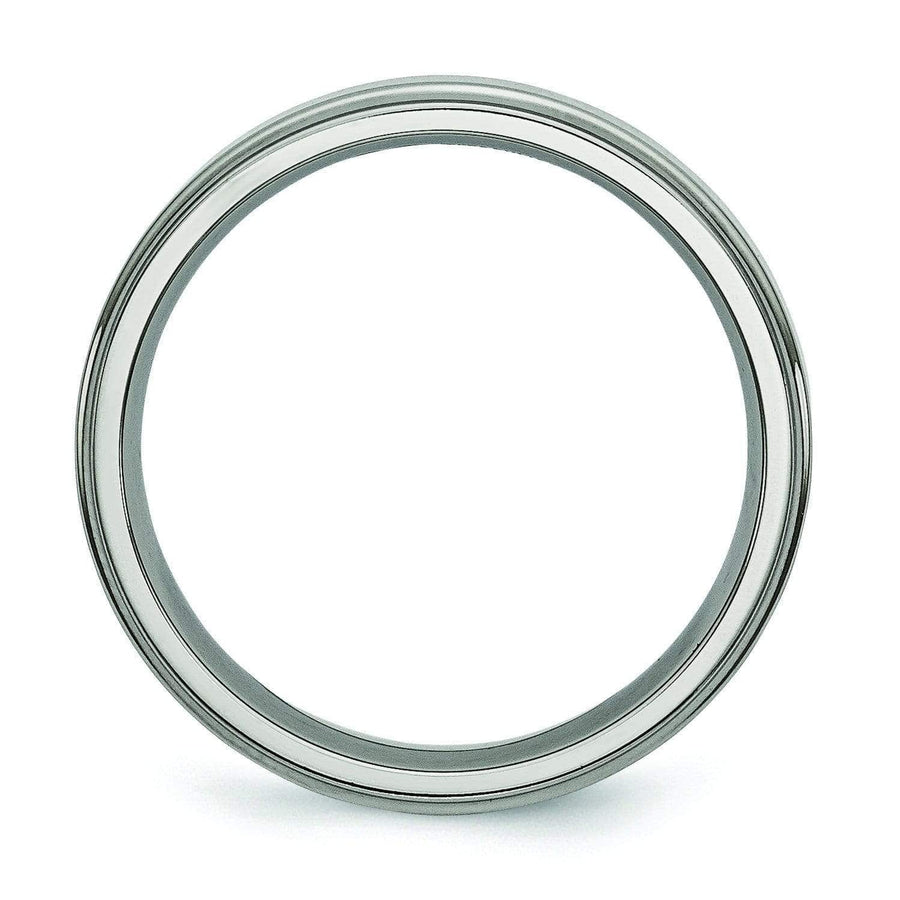 Grooved Edge Titanium Ring High Polish Finish in 5mm Titanium Wedding Rings deBebians 