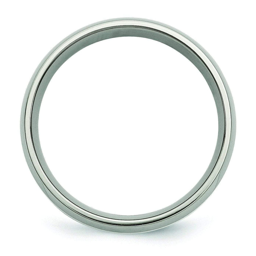 Titanium Ring Silver Inlay High Polish Finish in 6mm Titanium Wedding Rings deBebians 