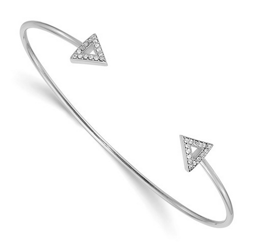 Pave Diamond Triangle Bangle Bracelet Bracelets deBebians 14k White Gold 