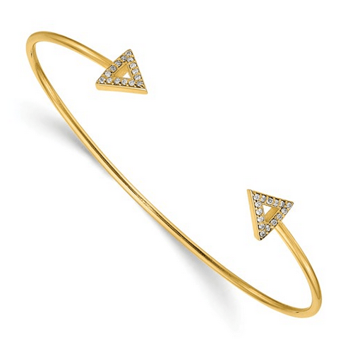 Pave Diamond Triangle Bangle Bracelet Bracelets deBebians 14k Yellow Gold 