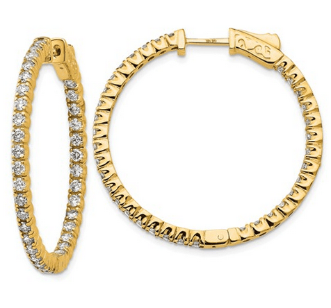 Inside Out Diamond Hoop Earrings Earrings deBebians 14k Yellow Gold 