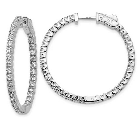 Inside Out Diamond Hoop Earrings Earrings deBebians 14k White Gold 