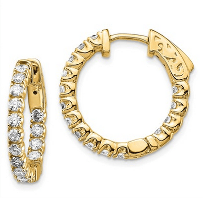 Inside Out Hoop Earrings with Diamonds Earrings deBebians 14k Yellow Gold 