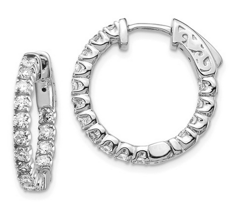 Inside Out Hoop Earrings with Diamonds Earrings deBebians 14k White Gold 