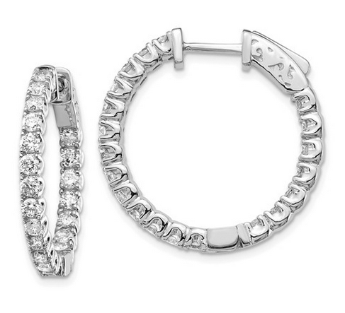 Diamond Hoops with Inside-Out Diamonds Earrings deBebians 14k White Gold 