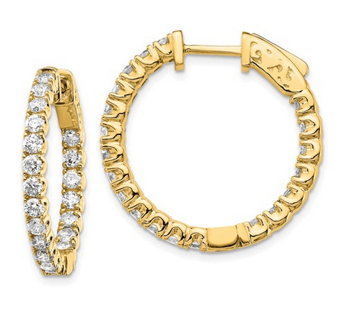Diamond Hoops with Inside-Out Diamonds Earrings deBebians 14k Yellow Gold 
