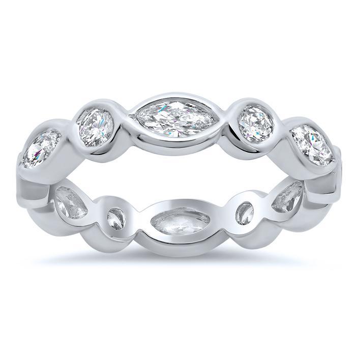 1.40cttw Round Bezel Diamond & Marquise Eternity Band Diamond Eternity Rings Debebians 