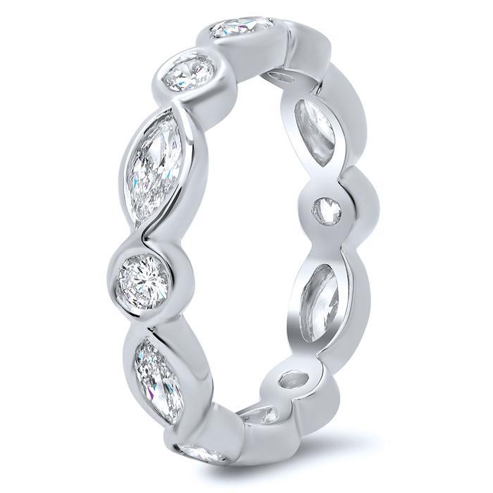 1.40cttw Round Bezel Diamond & Marquise Eternity Band Diamond Eternity Rings Debebians 