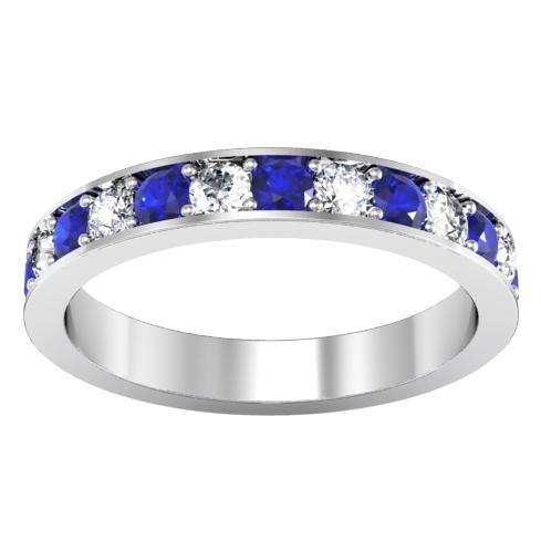 Alternating Blue Sapphire and Diamond Pave Eternity Band (1.30 cttw) Gemstone Eternity Rings deBebians 