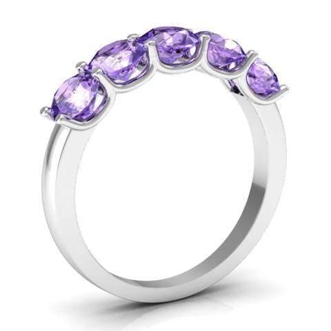 1.50cttw U Prong Amethyst Five Stone Band Five Stone Rings deBebians 