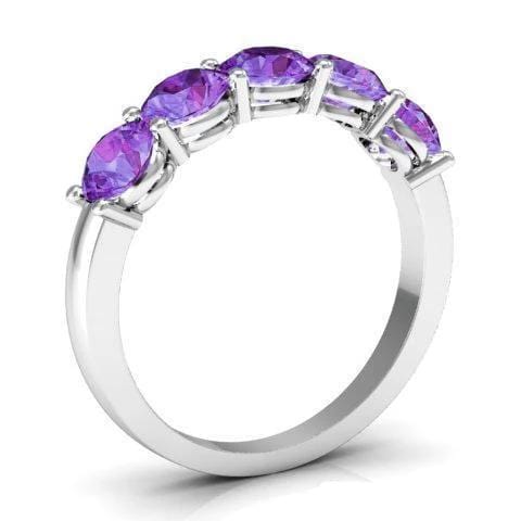 1.50cttw Shared Prong Amethyst Five Stone Ring Five Stone Rings deBebians 