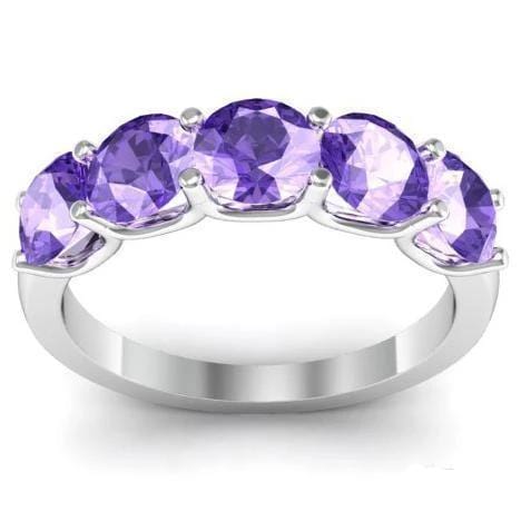 2.00cttw U Prong Amethyst Five Stone Band Five Stone Rings deBebians 