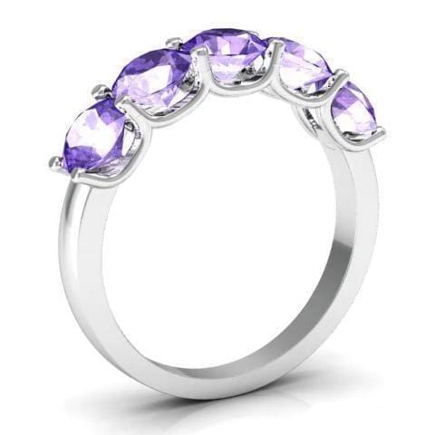 2.00cttw U Prong Amethyst Five Stone Band Five Stone Rings deBebians 