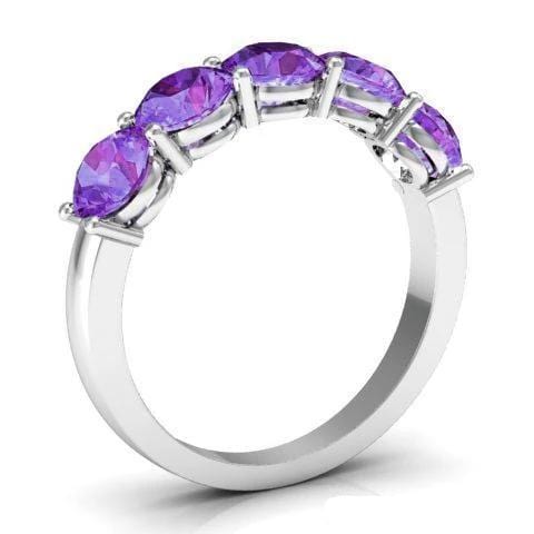 2.00cttw Shared Prong Amethyst Five Stone Ring Five Stone Rings deBebians 