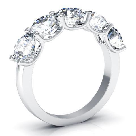 3.00cttw U Prong Round Diamond Five Stone Ring Five Stone Rings deBebians 