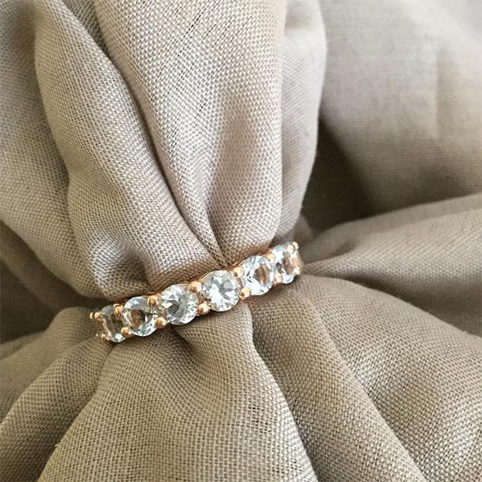 Aquamarine Anniversary Band Gemstone Eternity Rings deBebians 