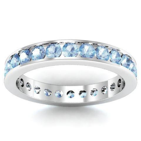 Aquamarine Eternity Ring in Channel Setting Gemstone Eternity Rings deBebians 