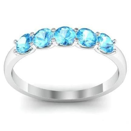 0.50cttw U Prong Aquamarine Five Stone Ring Five Stone Rings deBebians 