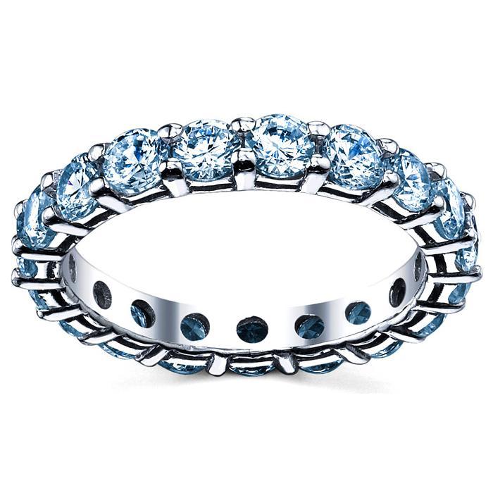 Aquamarine Wedding Band Gemstone Eternity Rings deBebians 