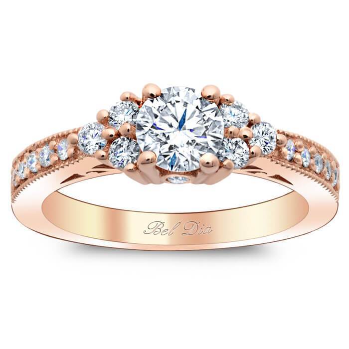 Art Deco Engagement Ring with Diamond Clusters Diamond Accented Engagement Rings deBebians 