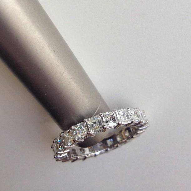 Asscher Cut Shared Prong Diamond Eternity Band - 4.00 carat Diamond Eternity Rings deBebians 