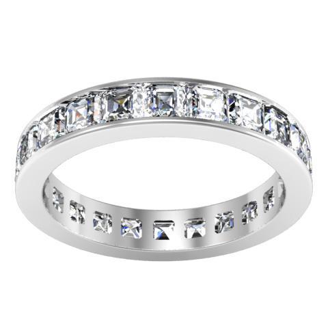 2.20 Cttw Asscher Cut Channel Set Diamond Eternity Band, 14K Super White Gold (recommended - No Rhodium Required)