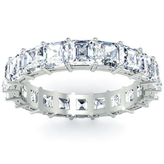 Asscher Cut Shared Prong Diamond Eternity Band - 3.30 carat Diamond Eternity Rings deBebians 
