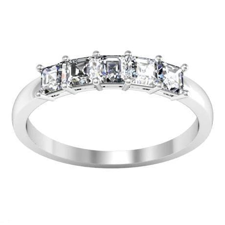 0.50cttw Shared Prong Asscher Diamond Five Stone Ring Five Stone Rings deBebians 