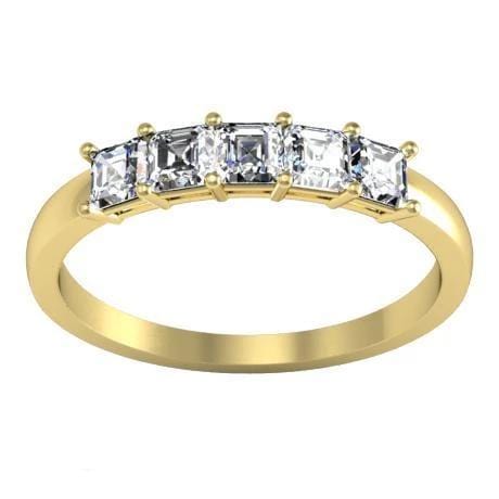 0.50cttw Shared Prong Asscher Diamond Five Stone Ring Five Stone Rings deBebians 