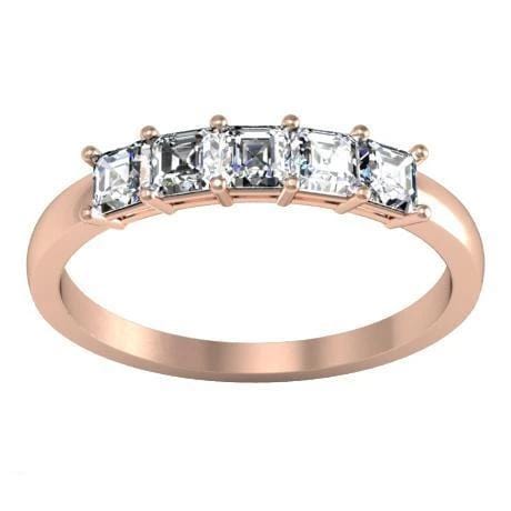 0.50cttw Shared Prong Asscher Diamond Five Stone Ring Five Stone Rings deBebians 