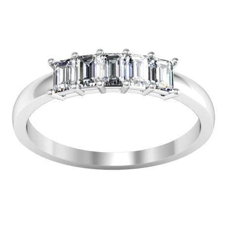 0.50cttw Shared Prong Emerald Cut Diamond Five Stone Ring Five Stone Rings deBebians 