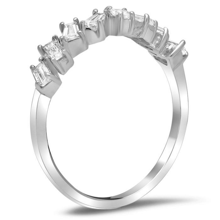Asymmetrical Baguette Diamond Band Diamond Wedding Rings deBebians 