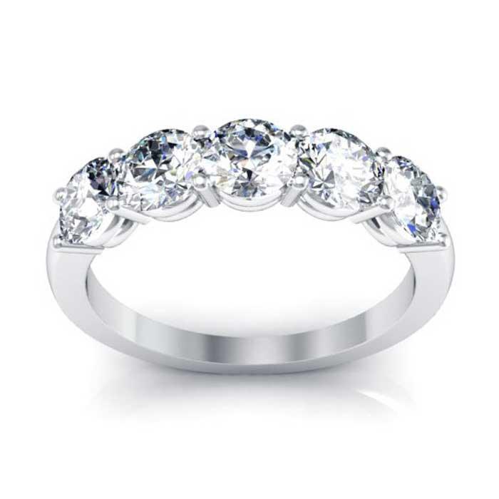 Beautiful 5-Stone Ring with 4.5mm Forever One Moissanite Moissanite Wedding Rings deBebians 