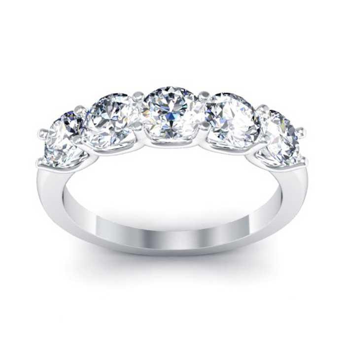 Beautiful 5-Stone Ring with 4.5mm Forever One Moissanite Moissanite Wedding Rings deBebians 