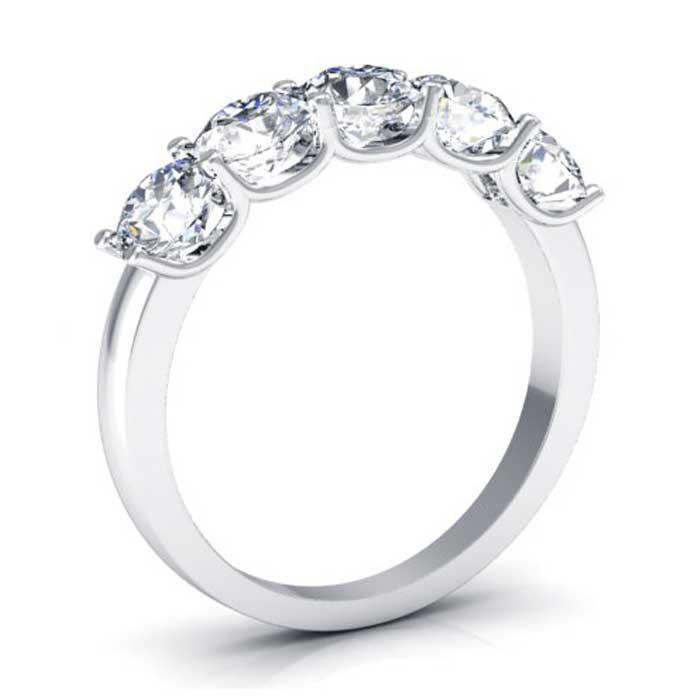 Beautiful 5-Stone Ring with 4.5mm Forever One Moissanite Moissanite Wedding Rings deBebians 