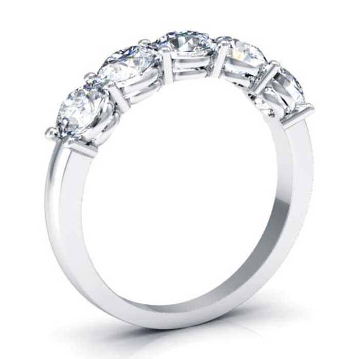 Beautiful 5-Stone Ring with 4.5mm Forever One Moissanite Moissanite Wedding Rings deBebians 