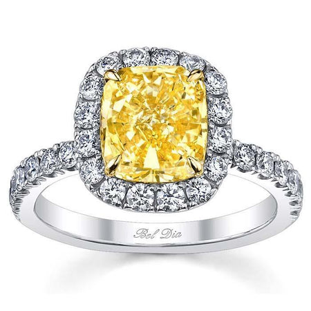 Yellow Diamond Halo Ring 0.60 cttw Yellow Diamond Engagement Rings deBebians 